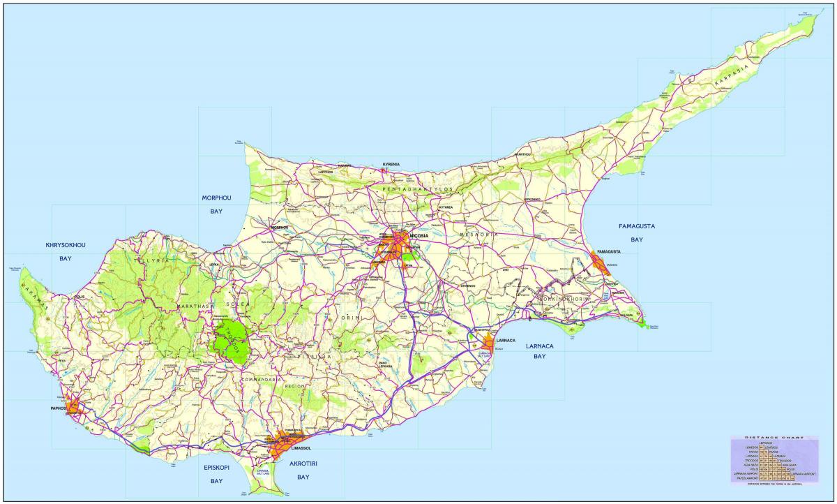 Karte ceļu Kipra