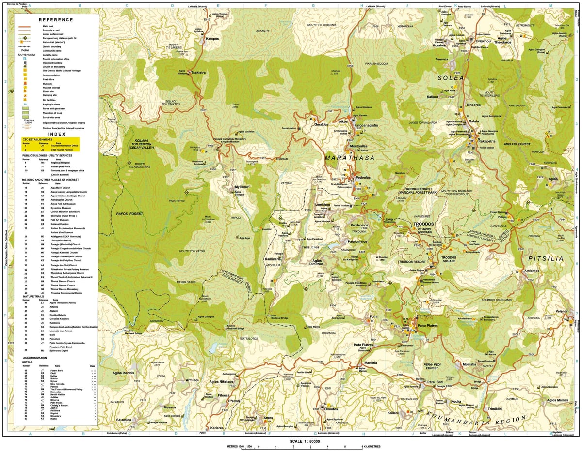 karte troodos mountains Kipra