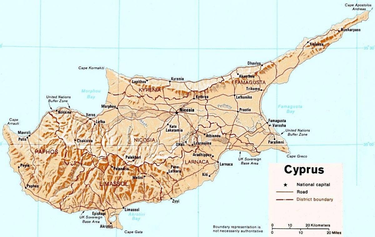 detalizēta karte Kipras sala
