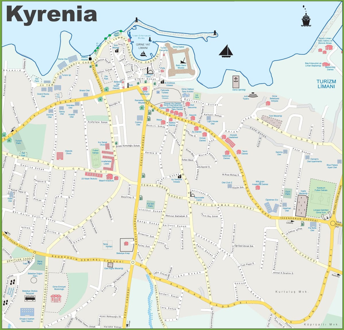 karte ziemeļu Kipra kyrenia