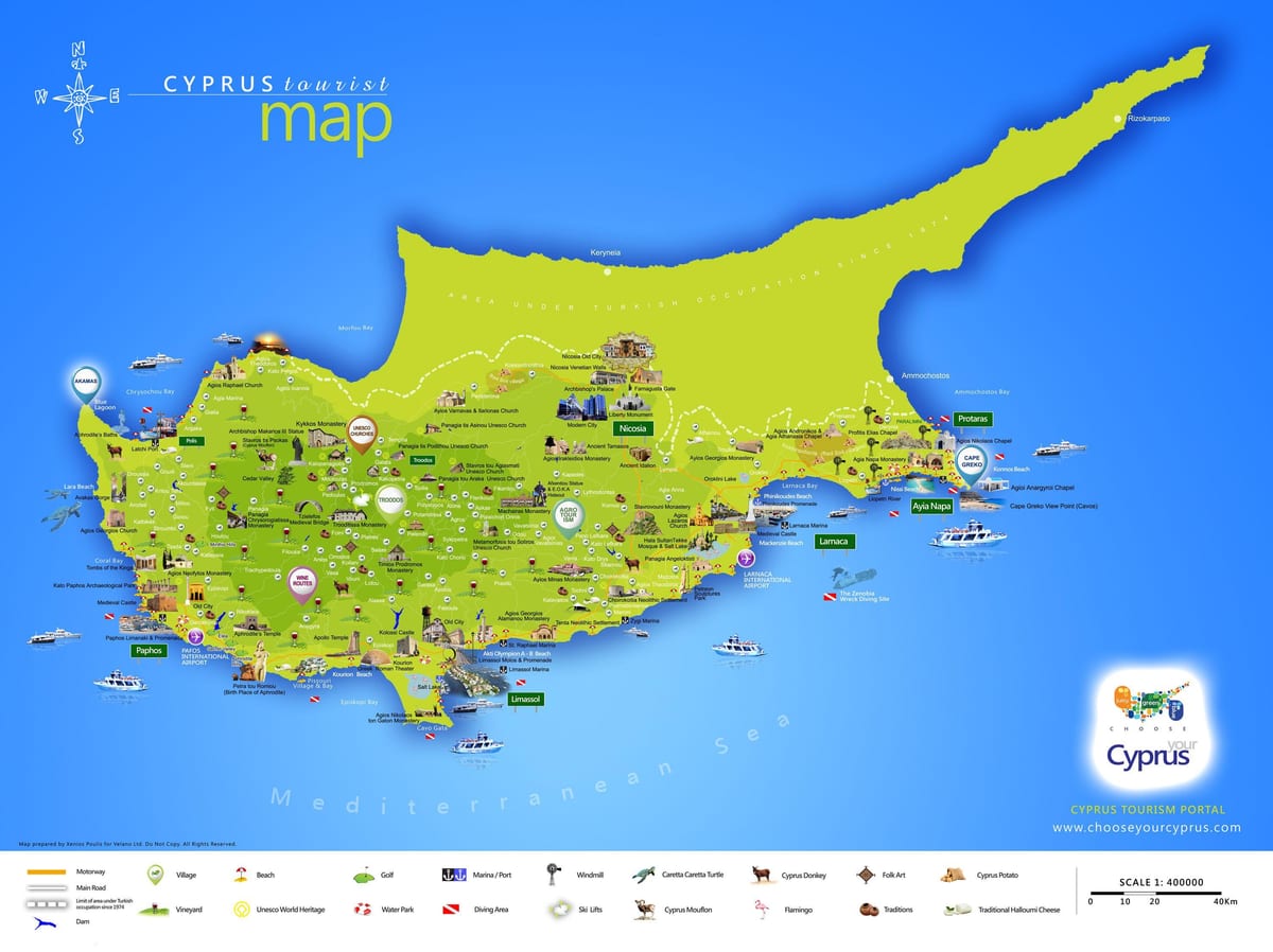 Karte lara beach Kipra
