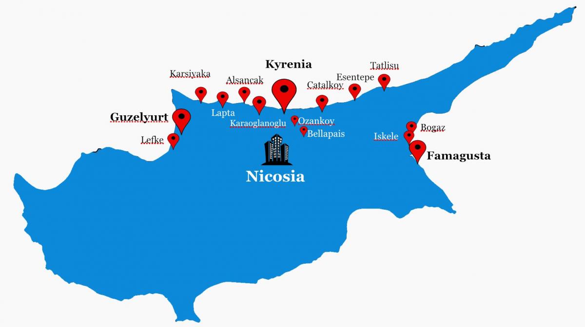 ziemeļu Kipra ceļu karte